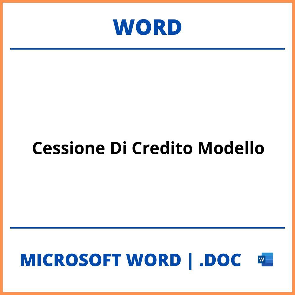 Cessione Di Credito Modello Word