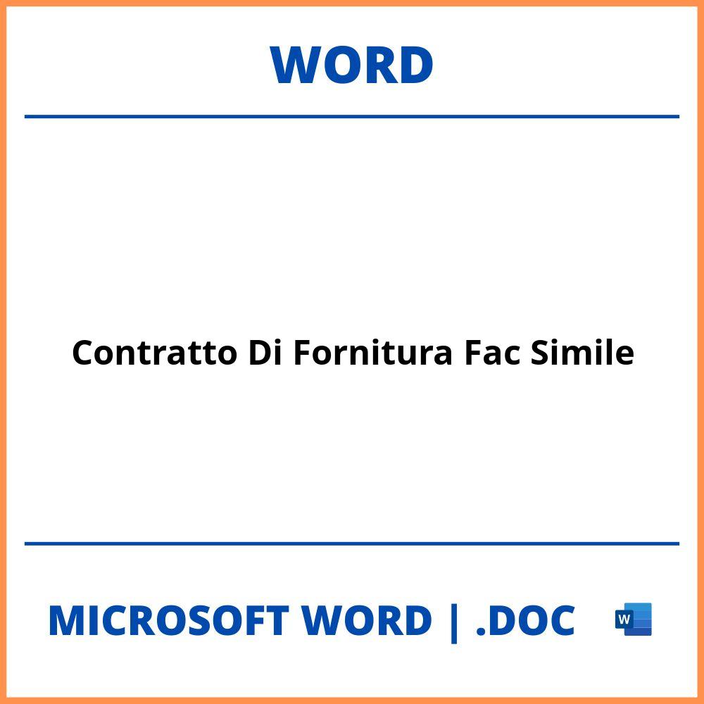 Contratto Di Fornitura Fac Simile Word