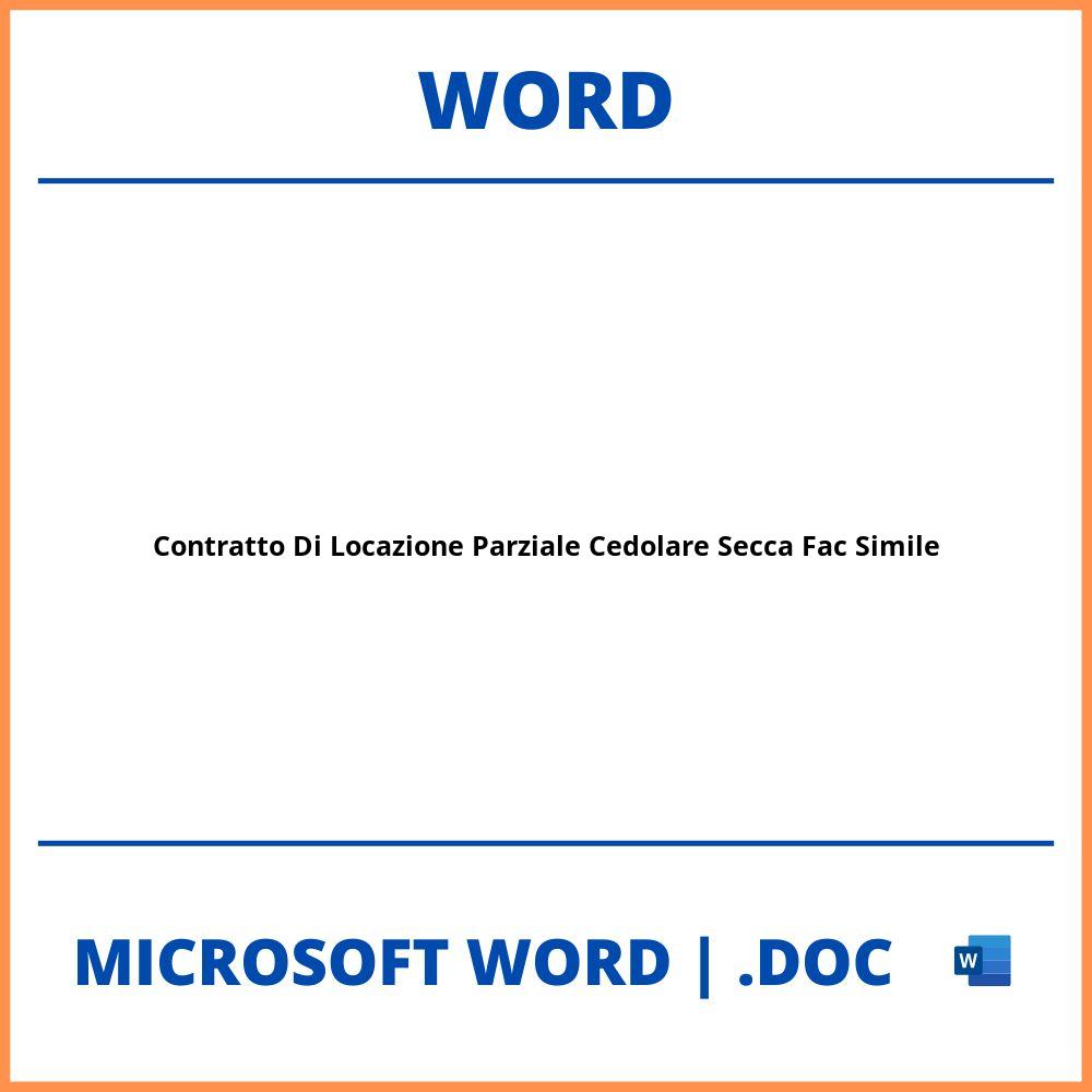 Contratto Di Locazione Parziale Cedolare Secca Fac Simile Word