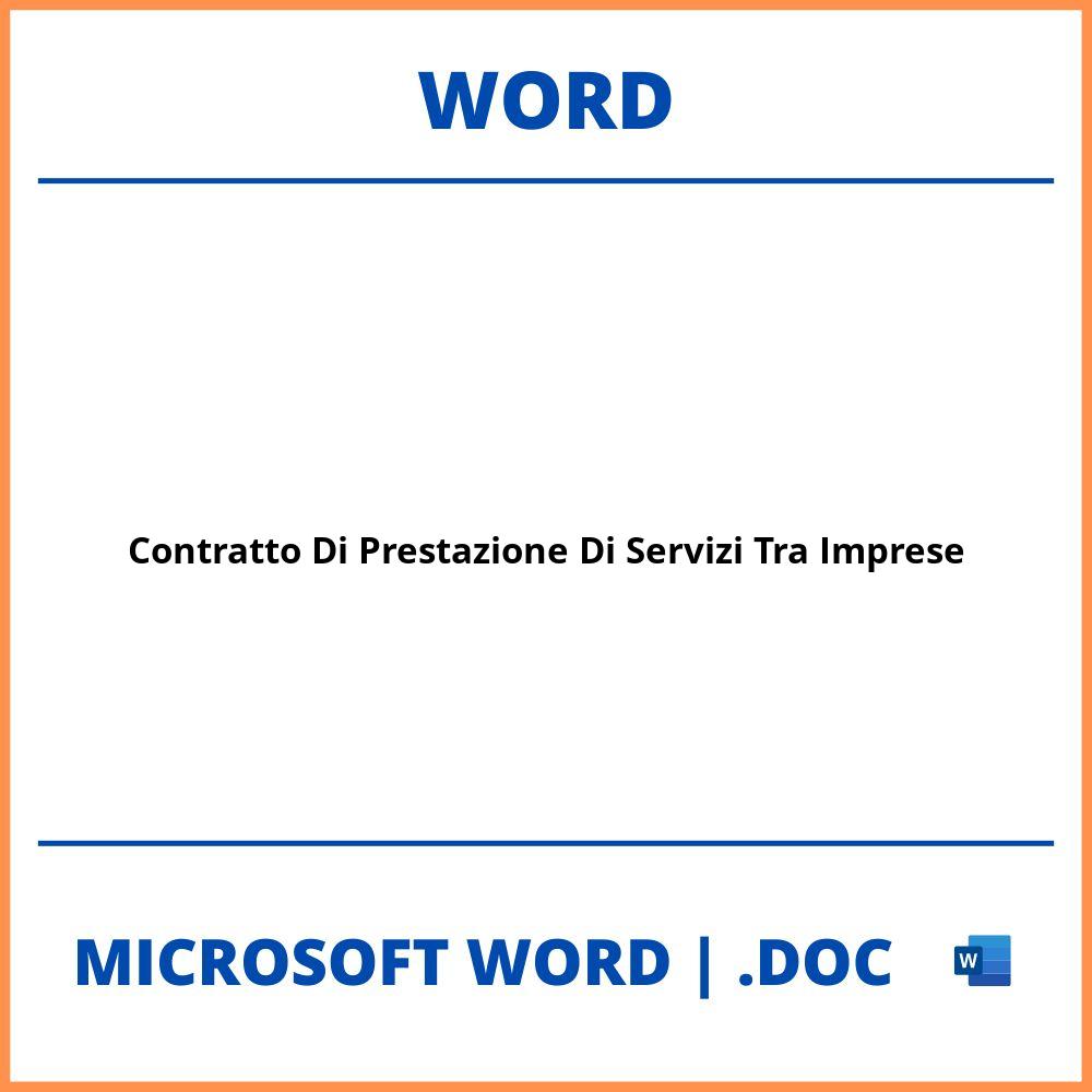 Contratto Di Prestazione Di Servizi Tra Imprese Word