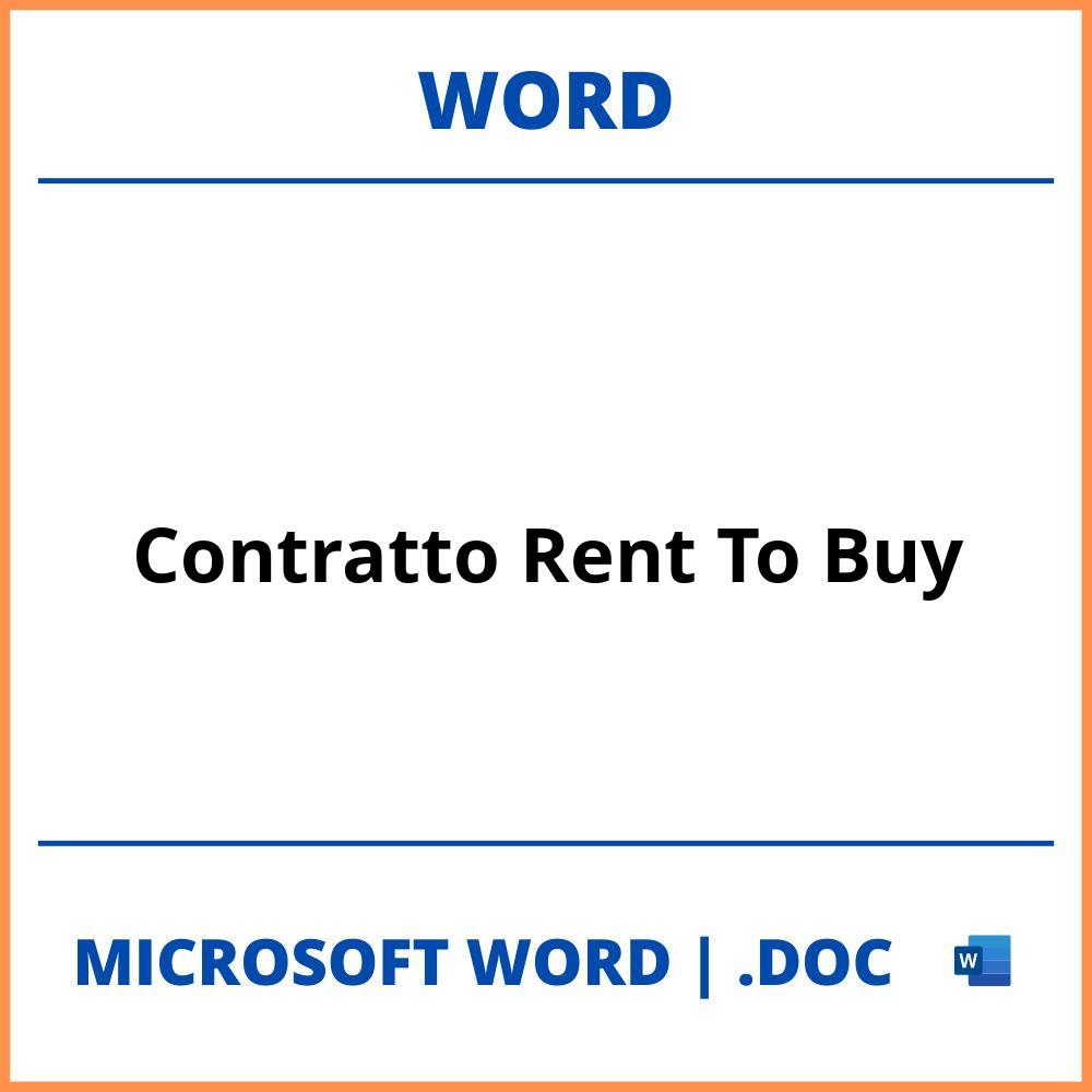 Contratto Rent To Buy Word