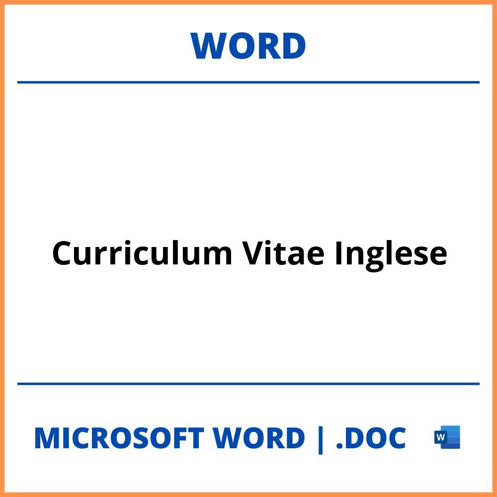 Curriculum Vitae Inglese Word