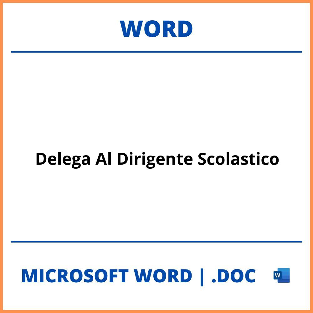 Delega Al Dirigente Scolastico Word