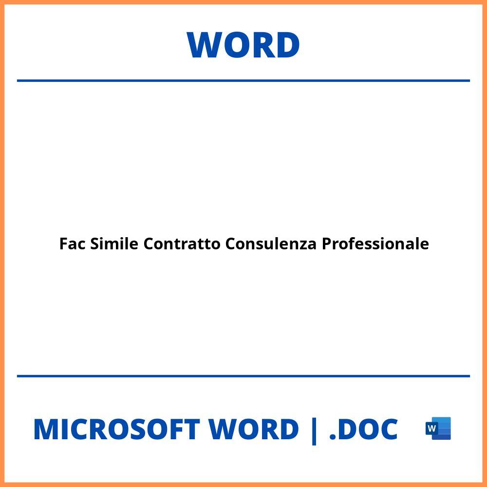 Fac Simile Contratto Consulenza Professionale Word