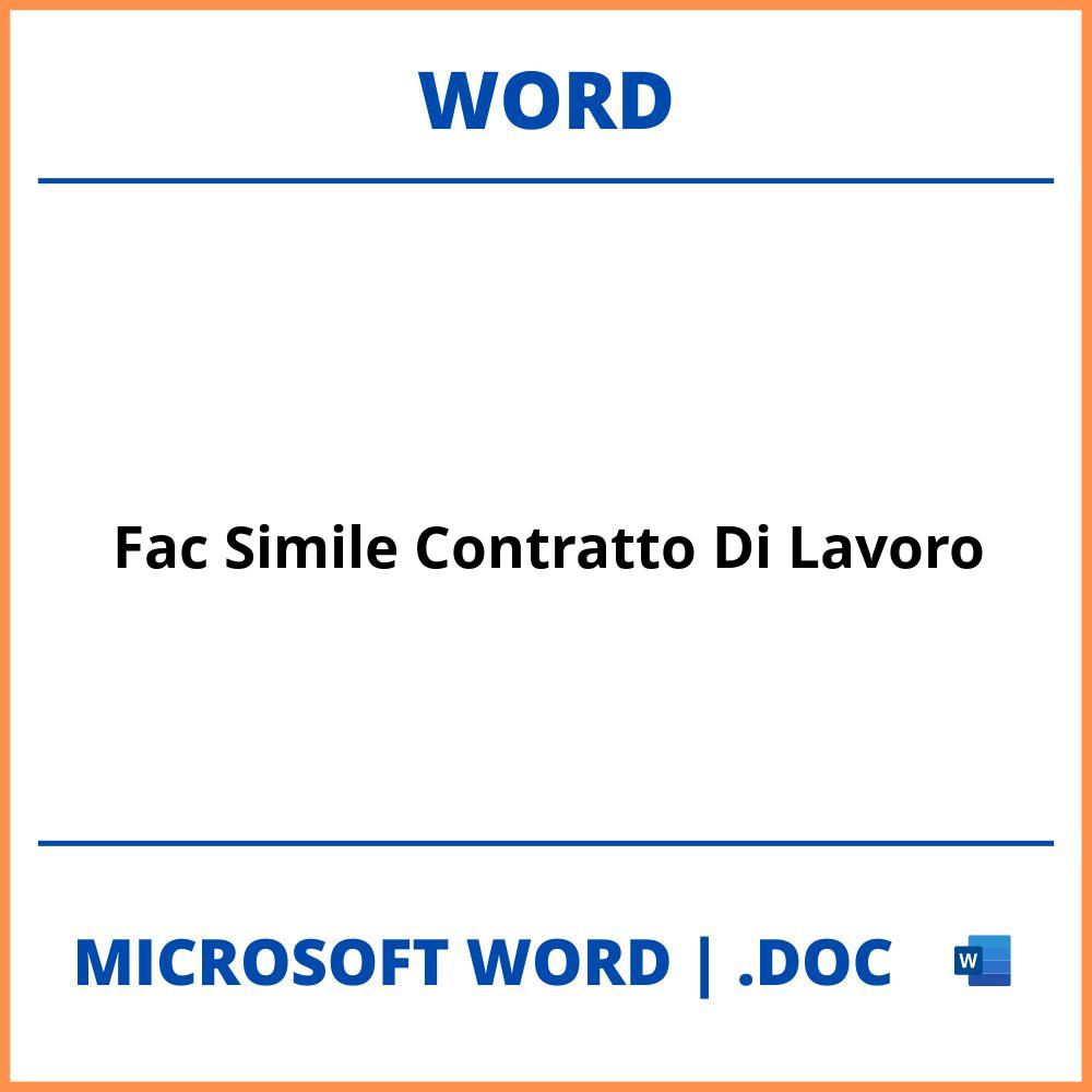 Fac Simile Contratto Di Lavoro Word