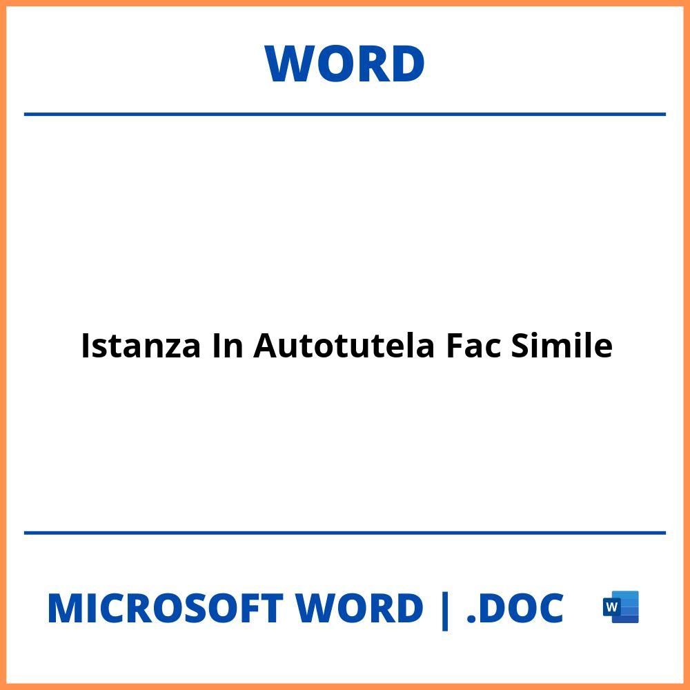 Istanza In Autotutela Fac Simile Word