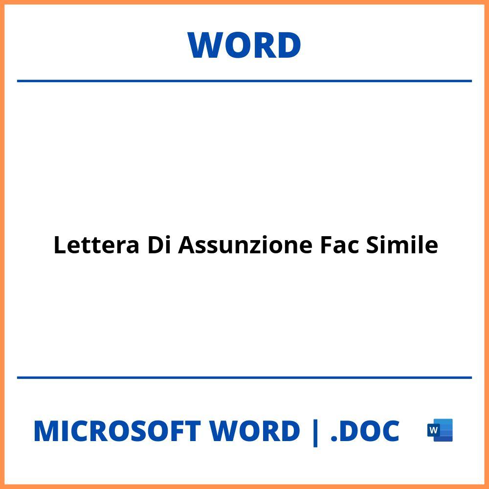 Lettera Di Assunzione Fac Simile Word