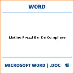 Listino Prezzi Bar Da Compilare Word
