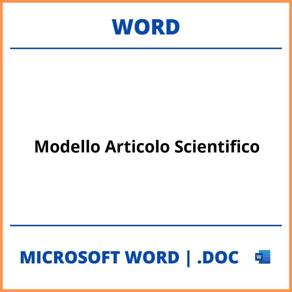 Modello Articolo Scientifico Word