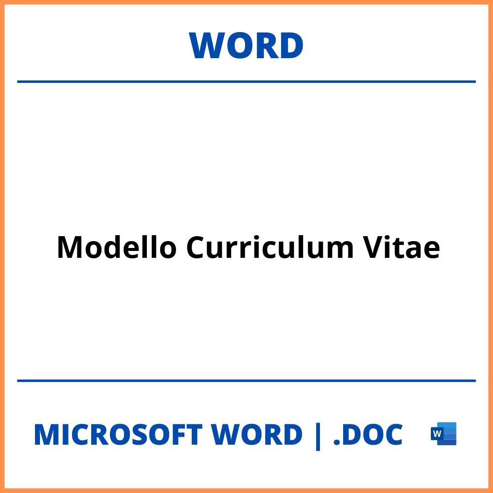 Modello Curriculum Vitae Word