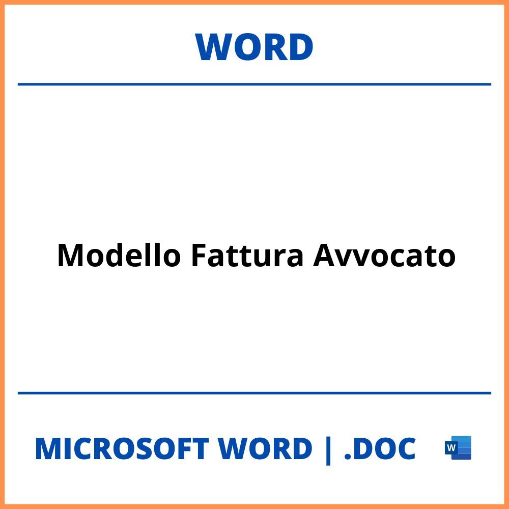 Modello Fattura Avvocato Word