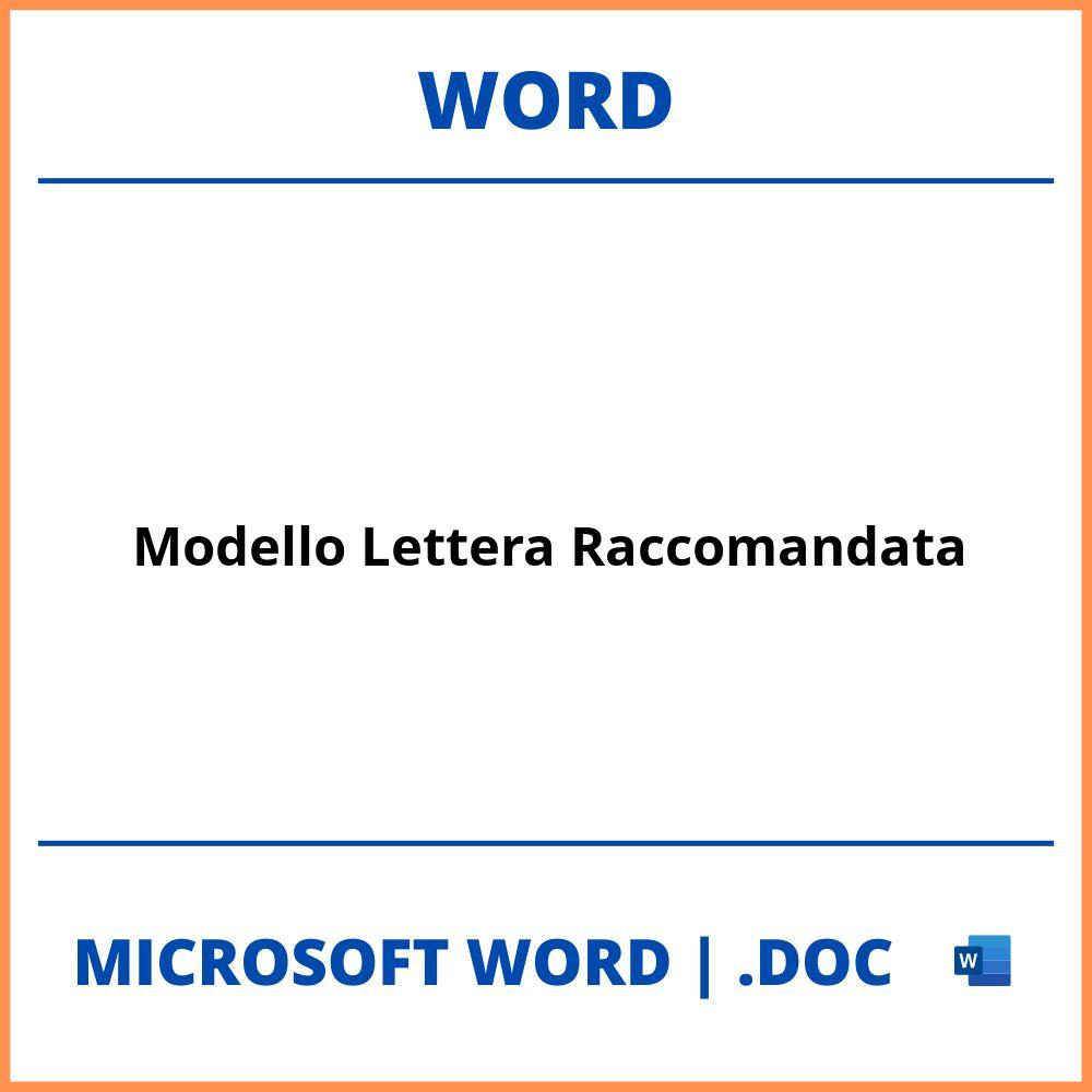 Modello Lettera Raccomandata Word