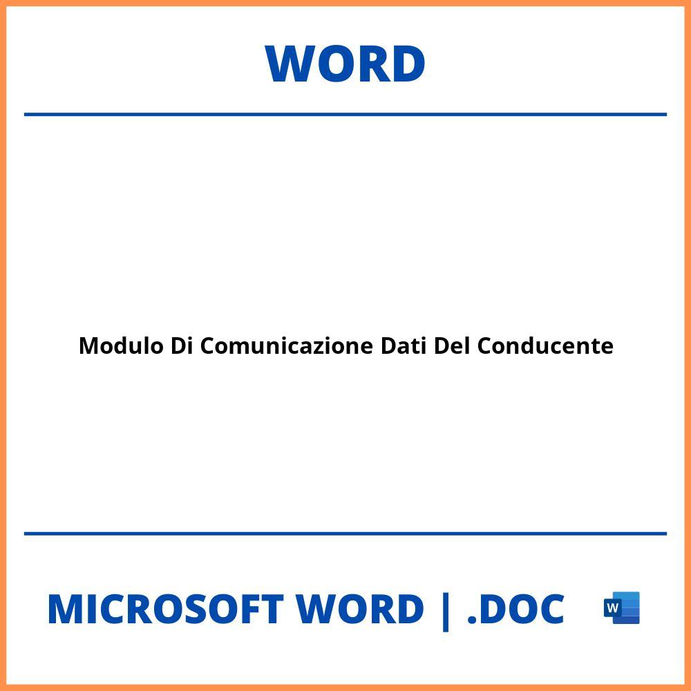 Modulo Di Comunicazione Dati Del Conducente Word