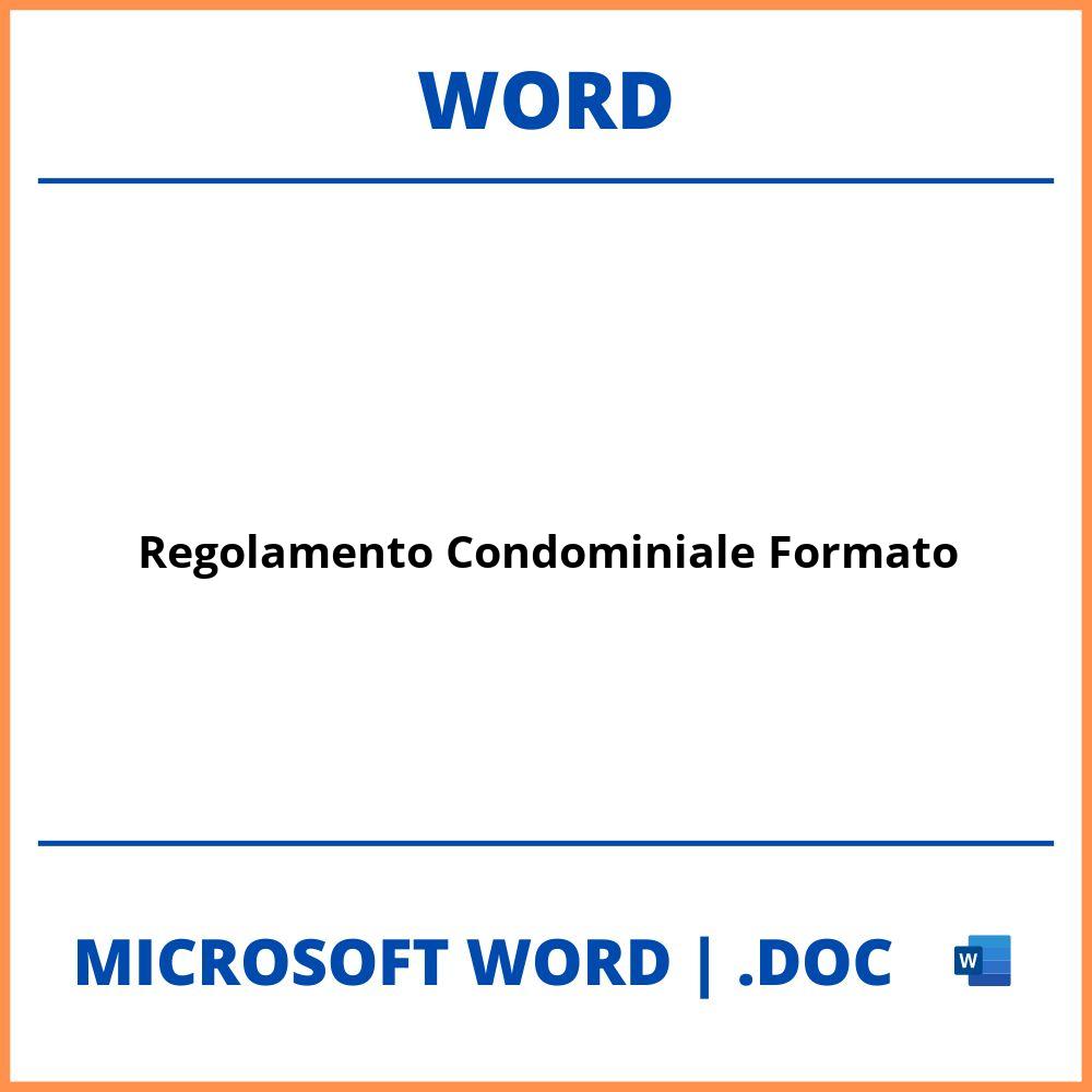 Regolamento Condominiale Formato Word